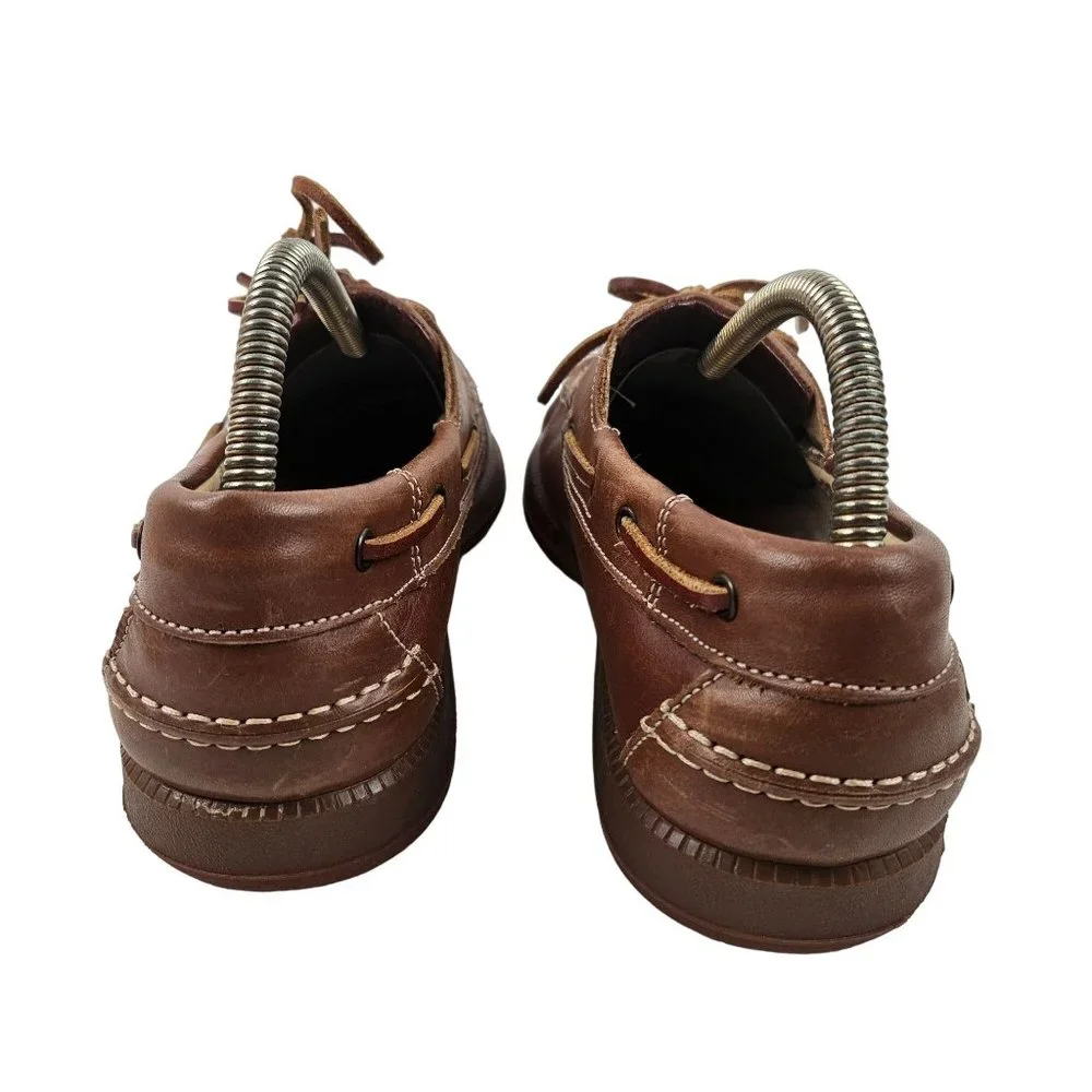 Moore Shoes Mens 42 Brown Leather Boat Loafer Slip On Casual Comfort